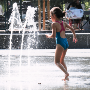 Wasserfontänen, Wasserspielplatz Familiengarten Eberswalde